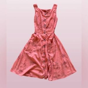 Pink Dress | Field Day | M- floral | pinky orange peach | Vintage sustainable